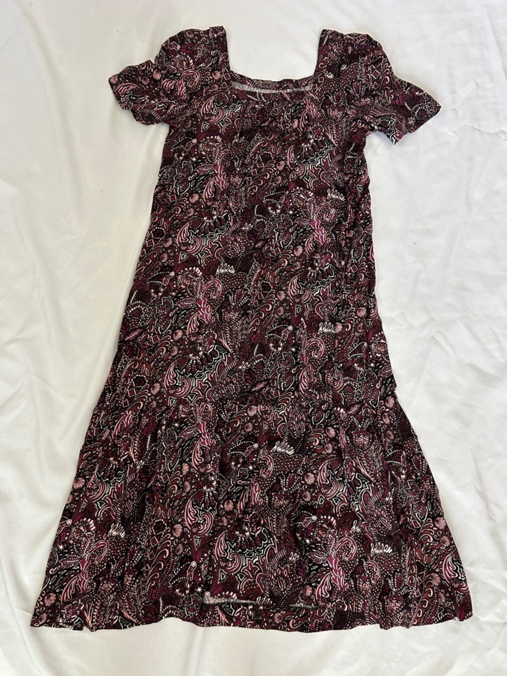 Maeve for Anthropologie:  Women’s Floral Print Maxi Dress in Burgundy and Pink